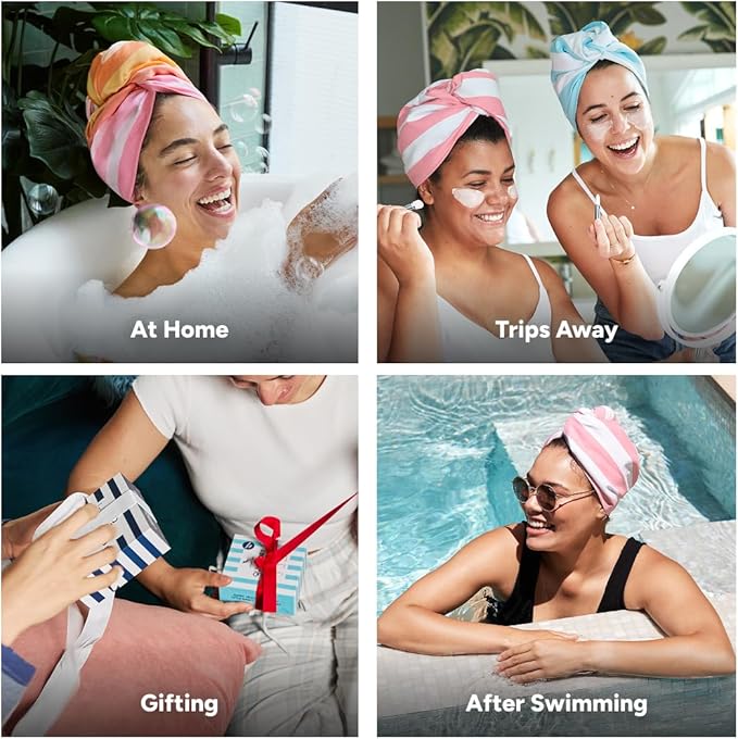 Dock & Bay Turban Hair Towel - for Home & The Beach - Super Absorbent, Quick Dry - Tiger Palm