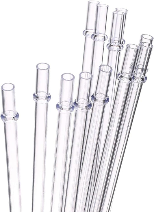 Dakoufish 10 Inch Clear Reusable Thick Plastic Drinking Straws for 16 oz & 30 oz Mason Jar Tumblers,Set of 12 Pcs Straws with Cleaning Brush (10inch, Clear)