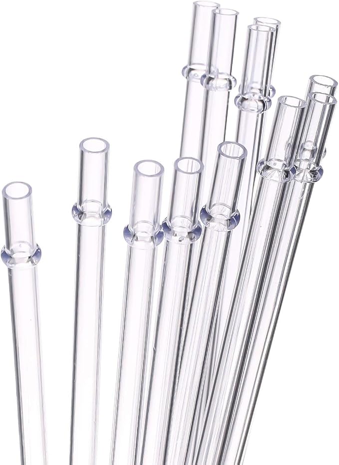 Dakoufish 7 Inch Clear Reusable Tritan Drinking Straws for 10 oz & 12 oz Short Mini Jar/Tumbler,Set of 12 Straws with Cleaning Brush (7inch, Clear)