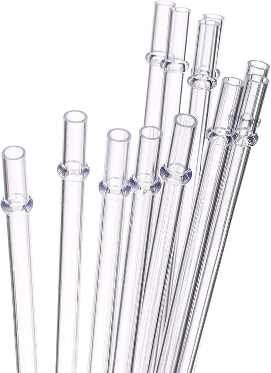 Dakoufish 8 Inch Clear Reusable Thick Plastic Replacement Drinking Straws for 12 oz &16 oz Mason Jar Tumblers,Set of 12 Pcs Straws with Cleaning Brush (8inch, Clear)