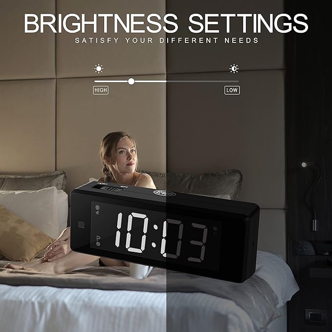 Digital Alarm Clock Battery Operated Night Visiable with Upgraded LED/LCD Time Display, Flashlight,Small Travel Clock for Bedroom Bedside (White Display)