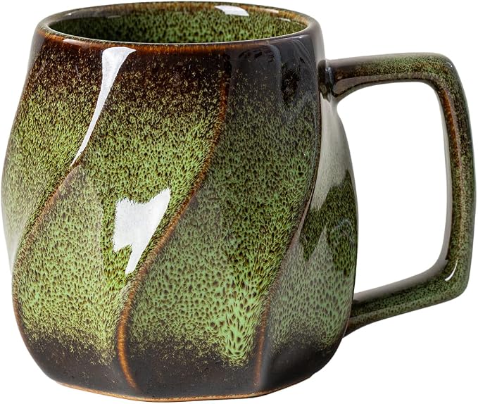 Forest Hearth Ceramic Coffee Mug - 17 oz Unique Reactive Glaze Coffee Cup with Ergonomic Large Handle, Ceramic Mug for Office Home, Birthday Gift for Men Women