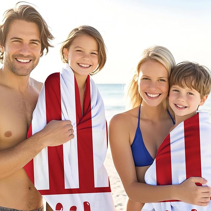 JML Personalized Beach Towel with Name, Custom Cabana Stripe Beach Towel, Customized Microfiber Pool Towel, Quick Dry & Absorbent Swim Towel for Adult,Anniversary, Birthday, Summer Holiday,Vacation