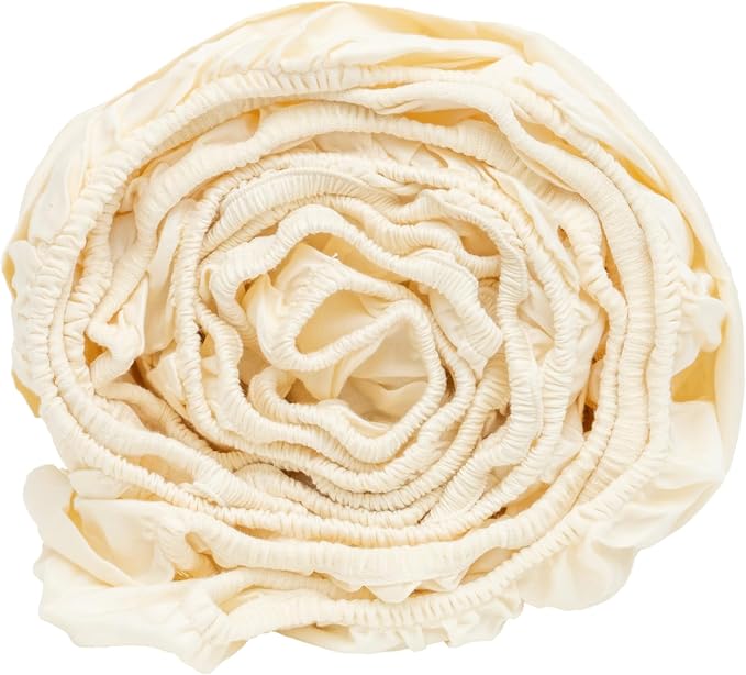Organic Cotton King Fitted Sheet - Off-White, 100% GOTS Certified Organic Cotton, Breathable, Unbleached, Undyed, All-Natural, Soft, Cooling Sateen Fitted Sheets with Elastic (King - Off White)