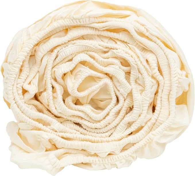 Organic Cotton California King Fitted Sheet - 100% GOTS Certified Organic Cotton, 400 Thread Count, Chemical-Free, Unbleached, All-Natural, Breathable, Sateen Weave (Cal King - Off-White/Ivory)