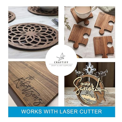 Walnut Wood Sheets Thin Lumber, Black Dark Unfinished Board for Crafts - Pack of 5 by Craftiff