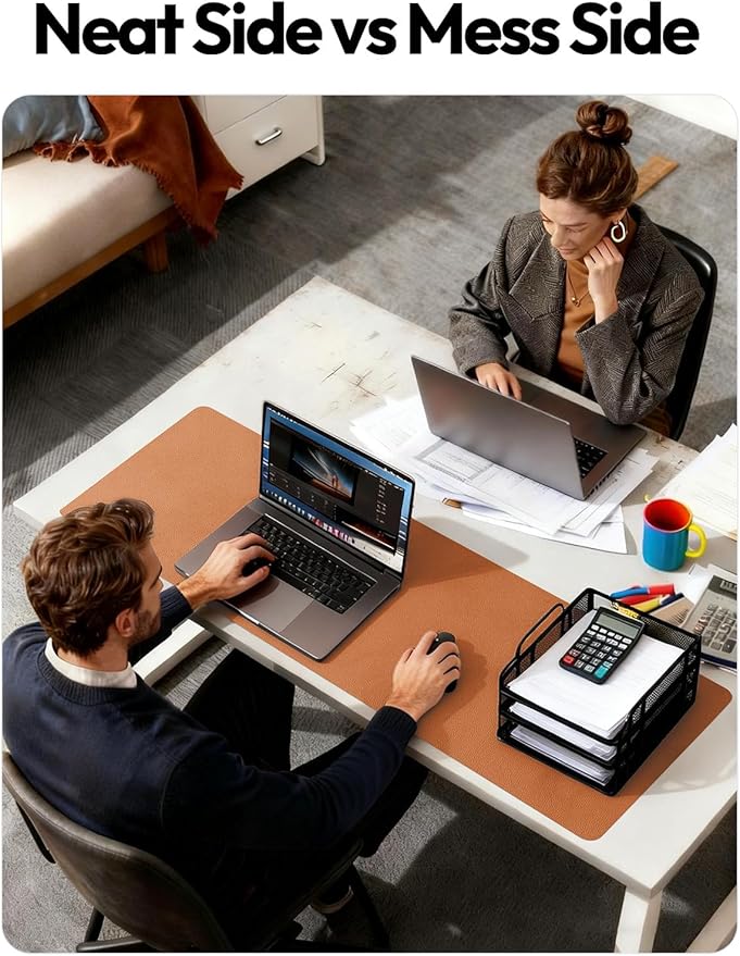 YSAGi Leather Desk Pad Protector, Office Desk Mat, Large Mouse Pad, Non-Slip PU Leather Desk Blotter, Laptop Desk Pad, Waterproof Desk Writing Pad for Office and Home (Brown,55" x 24")