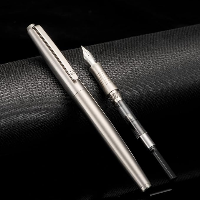 HongDian Stainless Steel Fountain Pen Iridium Fine Point with Converter and Metal Pen Box
