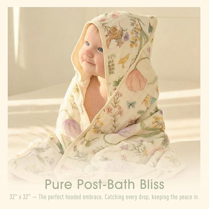 Ultra-Soft Muslin Baby Towel - 32 x 32 Inches, Ideal for Bath & Beach, Suitable for Both Boys & Girls from Newborns to Toddlers