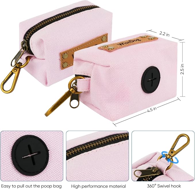 Wisedog Waterproof Dog Collar and Leash Set, S, Pale Pinkish Purple | Adjustable Puppy Collar, Cute Tag, 4FT Dog Leash, Poop Bag Included, Small Medium Large Dogs