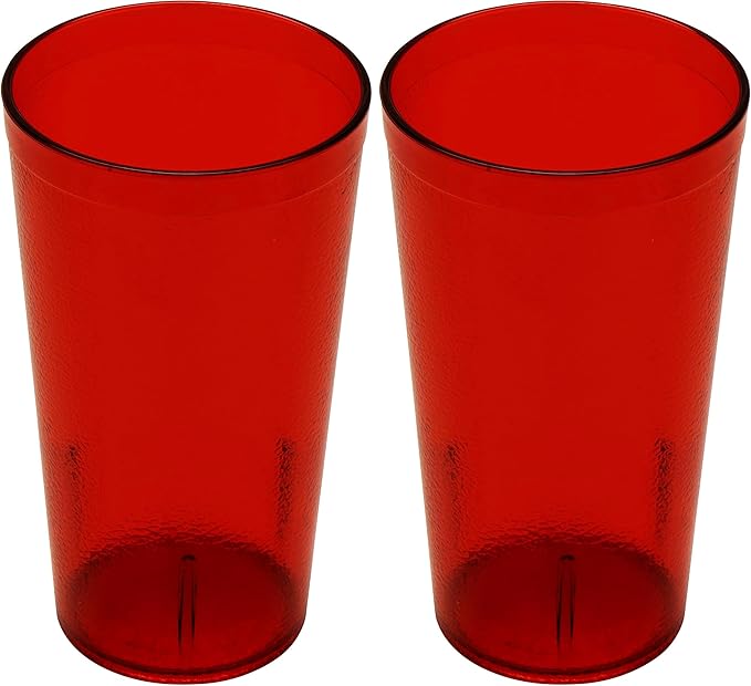 GET 6616-1-R-EC Heavy-Duty Plastic Restaurant Tumblers, 16 Ounce, Red (Set of 4) (Pack of 2)