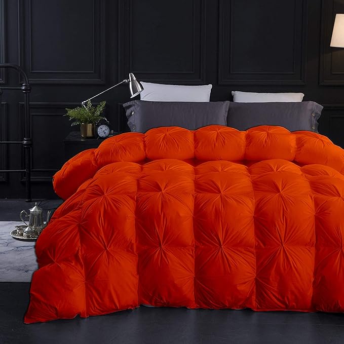Hypoallergenic 1000-TC Pinch Pleated Down Alternative Comforter Oversized Queen Size 98 x 98 Inches 1pc Comforter & 2 pcs Pillow Covers, 700 GSM & All Side Corner Tabs 100% Egyptian Cotton