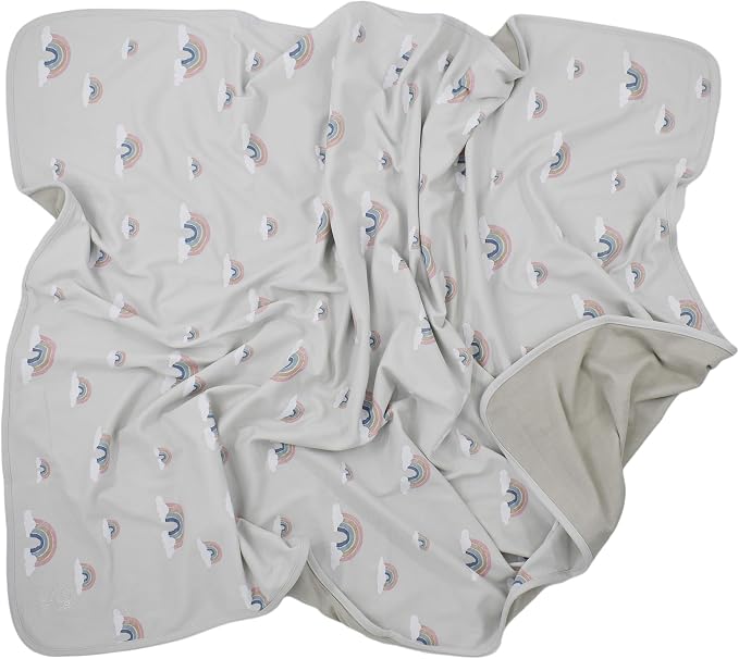 Woolino Toddler Blanket - Merino Wool and Organic Cotton Baby Blanket for Girls and Boys - 4 Season - 52.5” x 40” - Rainbow