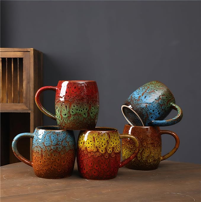 21oz Large Handmade ceramic Mug, Big Ceramic Tea Cup, Durable and Heavy Microwave and Dishwasher Safe Pottery Coffee Mug with Handle, Reactive Glaze Stoneware Clay coffee mug