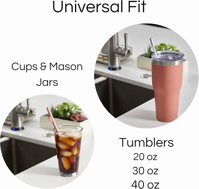 Rain Straw - Easy Clean Reusable Drinking Straws That Snap Open for Easy Cleaning - No Cleaning Brush or Cleaner Needed - Eco Friendly BPA Free 10.5" long Plastic Straws for Tumbler (Classic, 5 Pack)