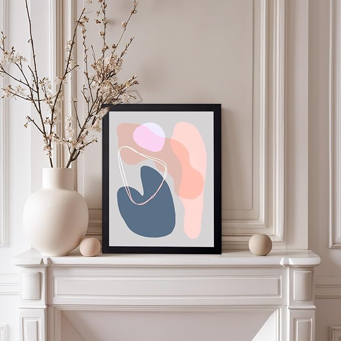 Monem Art Abstract Organic Shapes Print - Minimal Scandinavian Line Art Poster - Wall Decor for Living Room, Bedroom or Office - 8x10 Black Framed Wall Art by Mareike Bohmer