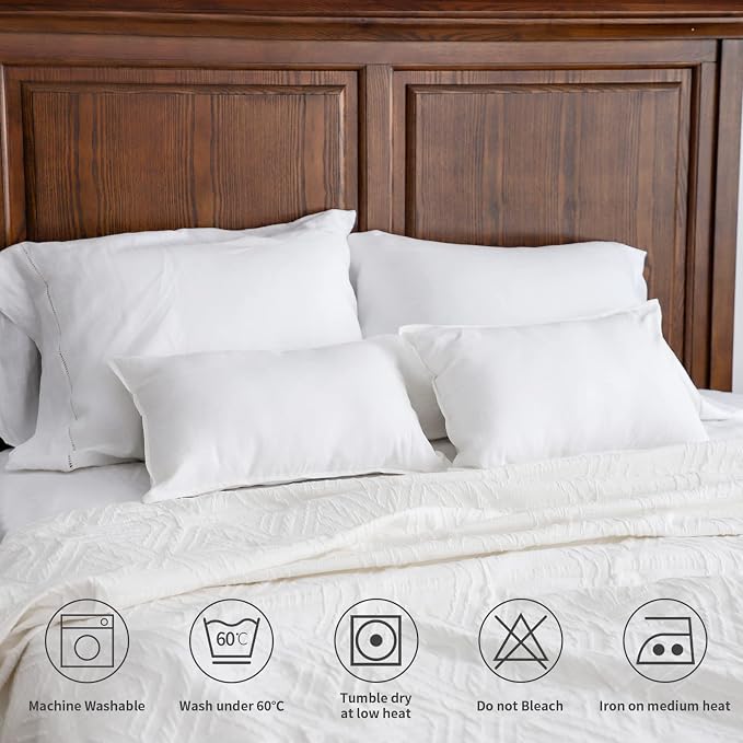Simple&Opulence Linen Lumbar Pillow Covers 12x20 Inch Set of 2 Flax Cotton Blend Rectangular Decorative Throw Cushion Cover for Couch Sofa Bedroom Office Soft Breathable Farmhouse - White