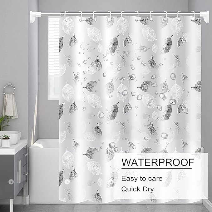 TIKABC Shower Curtain Liner, 4G PEVA Shower Liner, Plastic Waterproof Shower Curtains, 72x72 inch with Grommet Holes 3 Magnetic Weights