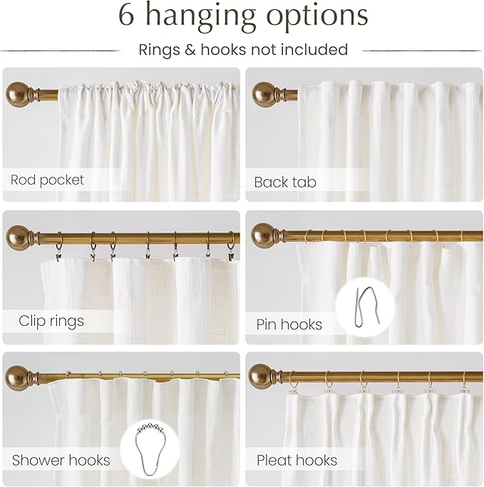 NICETOWN Natural Boho Linen Curtains 96 inches Long, Jacquard Weave Privacy Light Filtering Drapes for Bedroom/Living Room, W52 x L96, 2 Panels
