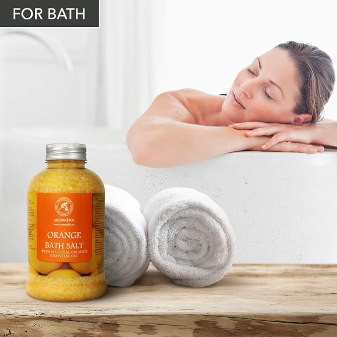 Orange Bath Salts w/Natural Orange Essential Oil 21.16 Oz - Good for Beauty - Bathing - Body Care - Wellness - Spa - Bath (Pack of 2)