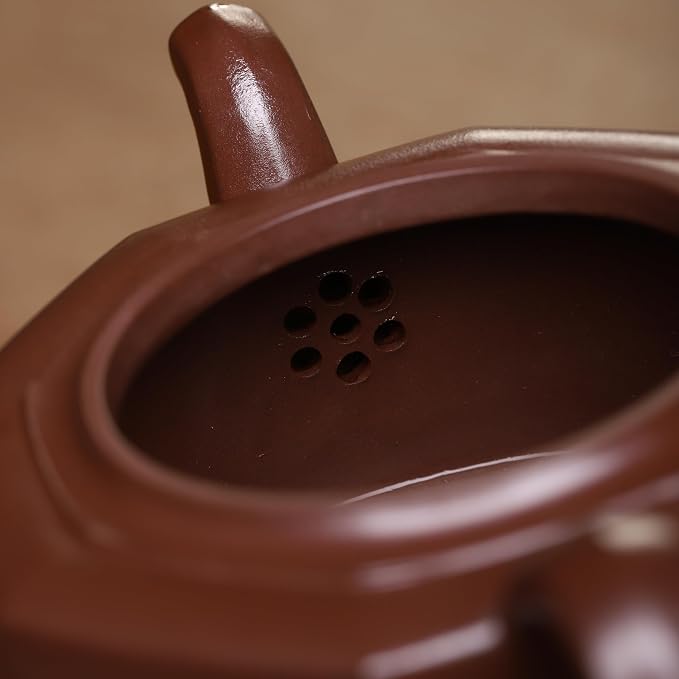 Zisha Teapot, Chinese Yixing Clay Handmade Tea Pot 9.4 Oz, Infuse Brew Kung Fu Loose Leaf Tea Maker (BafangZhoupan,Zini Purple Clay)