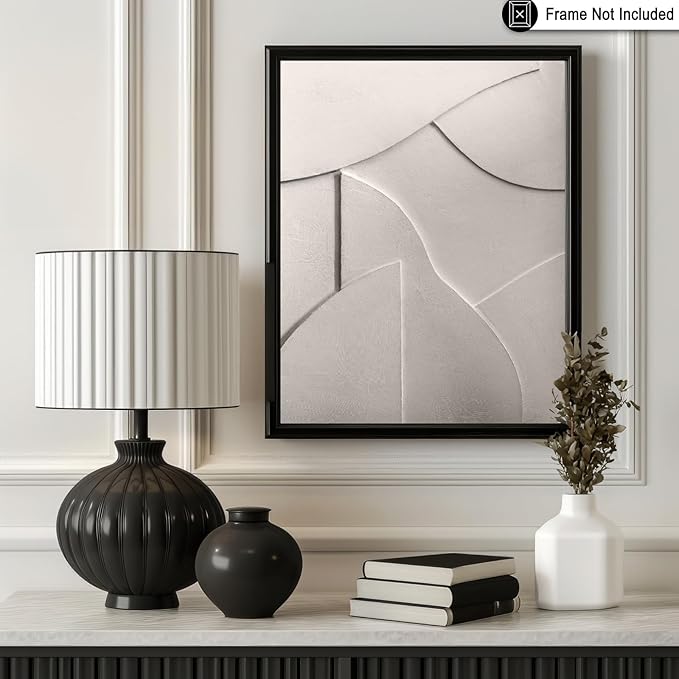 Monem Art Minimalist White Geometric Texture Print - Abstract Scandinavian Wall Art Poster - Wall Decor for Living Room, Bedroom or Office - 12x16 Unframed Wall Art by Mareike Bohmer