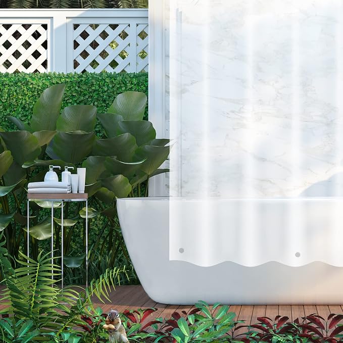 Shower Curtain Liner - Heavy Duty 6 Guage PEVA - Built in 3 Weighted Magnets - 12 Aluminium Grommets (2, Frosted, 72" x 72")