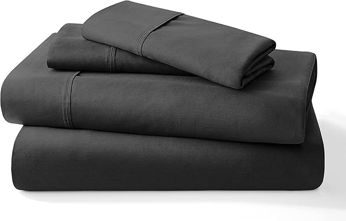 Pure 100% Certified Organic Cotton Bed Sheet Set 1000 Thread Count, 4 Piece Bedding Set, 24" Extra DEEP Pocket, Crisp and Cooling Sateen Weave, Eco-Friendly -(Dark Grey, Twin)