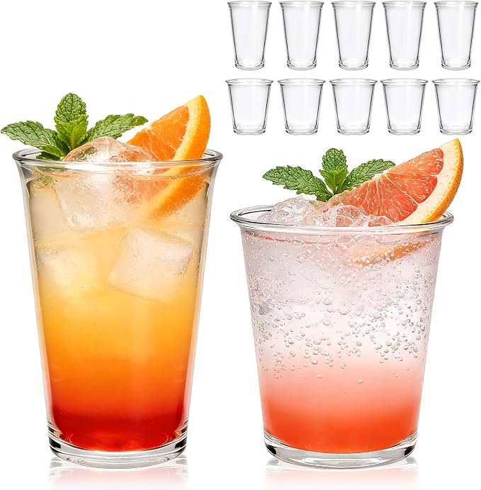 12 Pack Highball Glasses Set, 12 oz & 10 oz Stackable Thick Glass Cups | Drinking Glasses for Cocktails，Iced Coffee, Bubble Tea, Water, Juice – Kitchen & Bar Glassware Set
