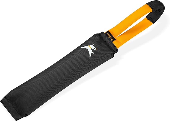 OllyDog Tugger | Dog Tug Toy for Tug of War & Training | Durable Bite Pillow | Eco-Friendly Recycled | Handle | Medium Large Dogs (Raven)