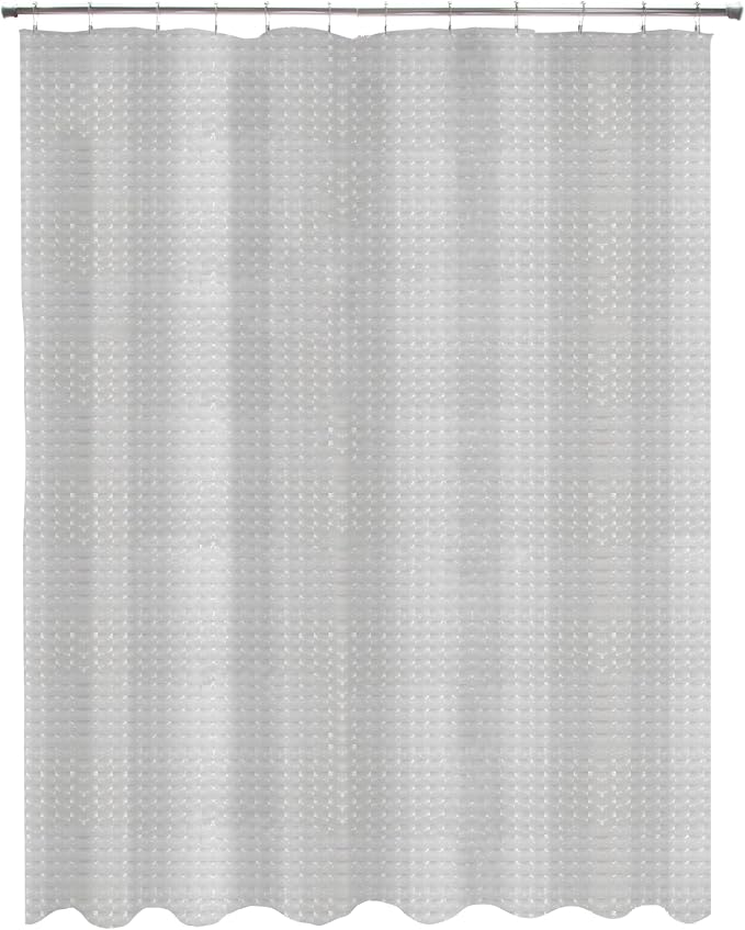 Kenney KN61150 Medium Weight 5 Gauge Embossed Waterproof PEVA Shower Curtain Liner with Rust-Resistant Metal Grommets for Bathroom, 70" W x 72" H, Gray