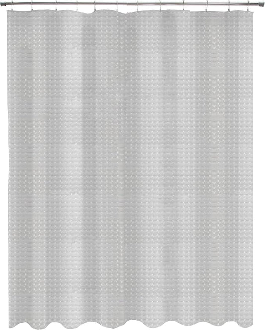 Kenney KN61150 Medium Weight 5 Gauge Embossed Waterproof PEVA Shower Curtain Liner with Rust-Resistant Metal Grommets for Bathroom, 70" W x 72" H, Gray