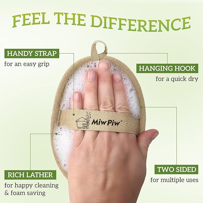 Natural Loofah Exfoliating Body Scrubber, Loofah Bath Sponge, Luffa for Women and Men, 100% Biodegradable Compostable, Dye Free, Zero Waste Eco Friendly Sustainable (Pack 2-4.7" x 6.3" Each)
