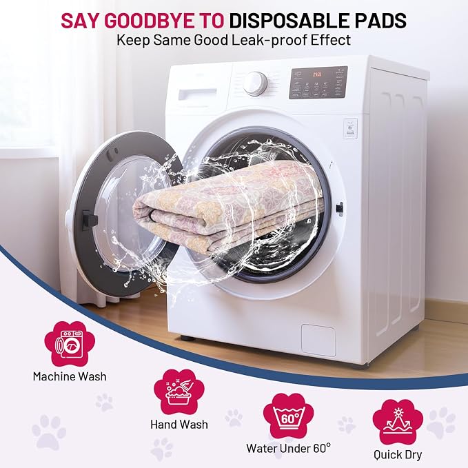 Washable Dog Pee Pads - Absorbent Reusable Puppy Training Pads, Waterproof Leak - Proof & Non - Slip for Crate Whelping Potty Training 24x18 (Pack of 2)