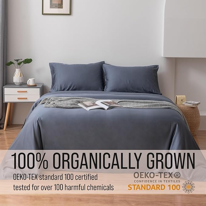 BELLA COTERIE | Luxury Bamboo Viscose Standard Size Pillowcase Set | 100% Organically Grown | Ultra Soft | Cooling | 2 Pcs [Slate Blue]