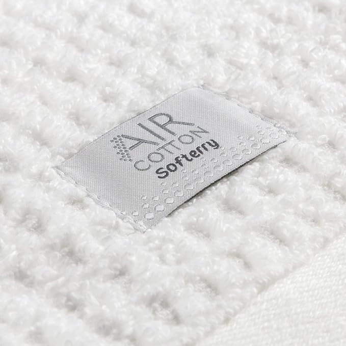 Softerry Waffle Bath Towel Set - 100% Soft Cotton - Plush and Extra Absorbent - Luxury Hotel & Spa Quality - Fade Resistant - Eco-Friendly (White, Set of 4 Bath)