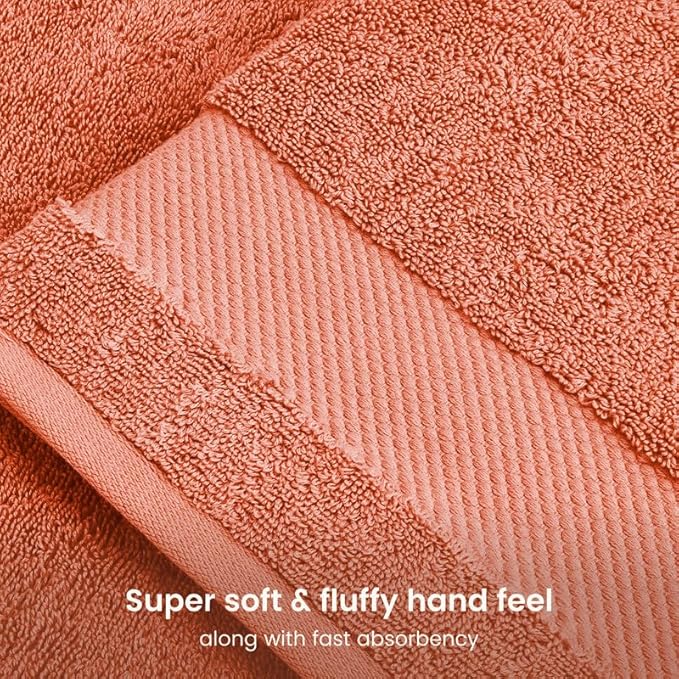 BIOWEAVES 100% Organic Cotton 700 GSM Plush Premium Washcloths 13" x 13" GOTS Certified, Face Towels Perfect for Home & Bathroom - Burnt Orange, Pack of 12
