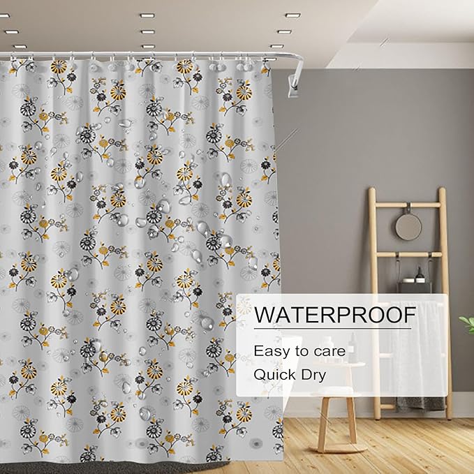 TIKABC Shower Curtain Liner, 4G PEVA Shower Liner, Plastic Waterproof Shower Curtains, 72x72 inch with Grommet Holes 3 Magnetic Weights