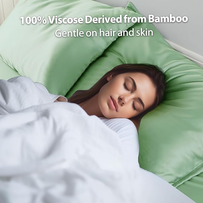 Viscose from Bamboo Pillow Protectors Set of 2 Saga Green Q
