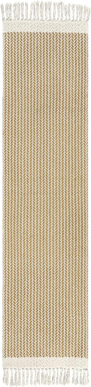 Lahome Belle Boho Hallway Runner Rug, 2'6''x8 Kitchen Runners Washable Rugs for Bedroom Woven Cotton Rug with Tassels, Farmhouse Bath Non Shedding Carpet Runner for Laundry Basement, Khaki