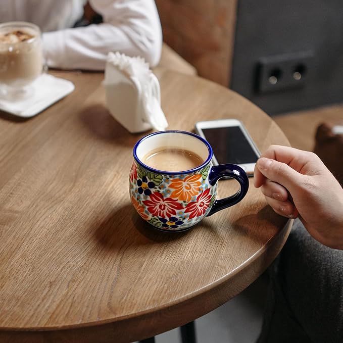 ALMA 12oz Handpainted Flower Ceramic Tea Cup | Microwave & Dishwasher Safe, Gift for Family Friends, Breakfast Nook Afternoon Tea Dining Table, Coffee Tea Lovers & Mom