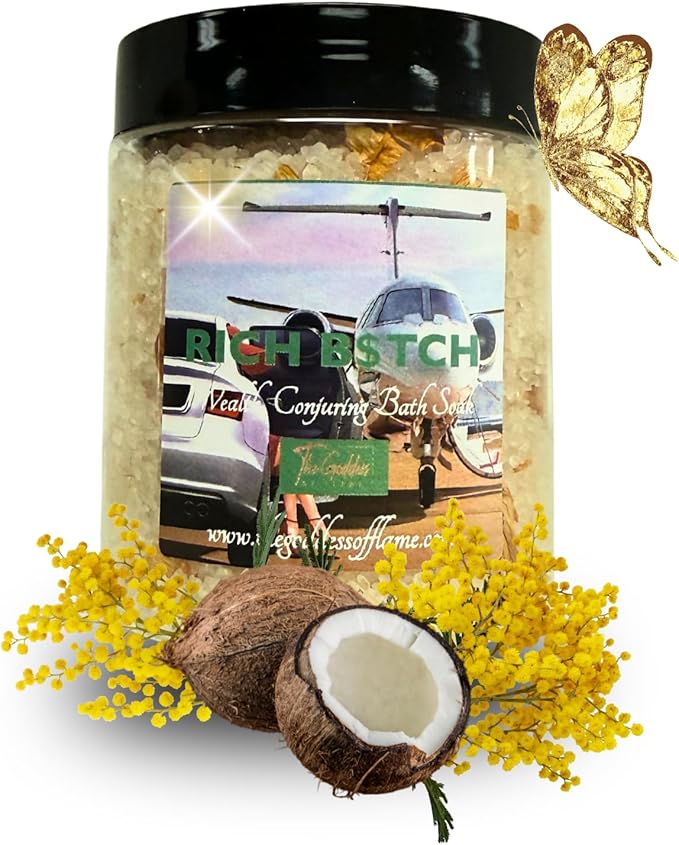 Rich B$tch Bath Salts – Dead Sea Salt Bath Soak for Confidence, Abundance, Self Care & Ritual Use 12oz