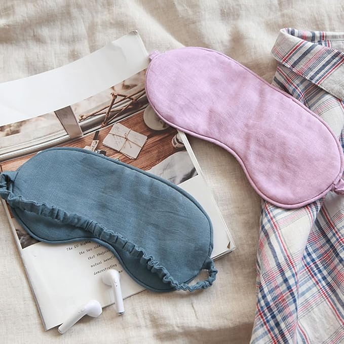 100% Pure Linen Sleep Mask Blackout Eye Mask for Sleeping, Eye Cover with Adjustable Strap - Organic Cotton Core Linen Eyes Mask Breathable for Travel - Gift for Women Men (Duck Egg Green)