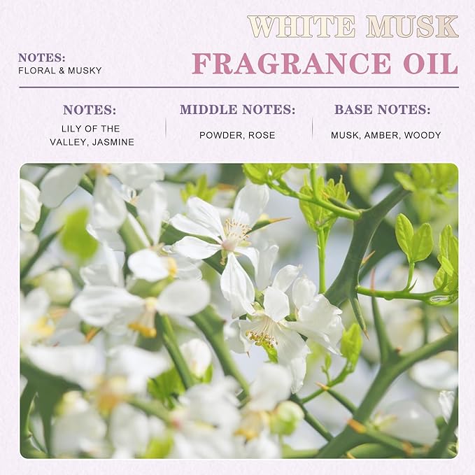 EUQEE 100ML White Musk Fragrance Oil with Glass Dropper, Essential Oil for Diffuser for Home, Bath Bombs, Candle Making, DIY Soap, Perfume Oil for Women (3.38 Fl oz)
