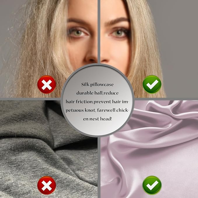 Mulberry Silk Pillowcase for Hair and Skin Pillow Case with Hidden Zipper Soft Breathable Smooth Cooling Silk Pillow Covers for Sleeping (Lavender, King,1Pcs)