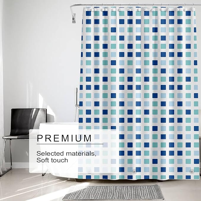 TIKABC Shower Curtain Liner, 4G PEVA Shower Liner, Plastic Waterproof Shower Curtains, 72x72 inch with Grommet Holes 3 Magnetic Weights