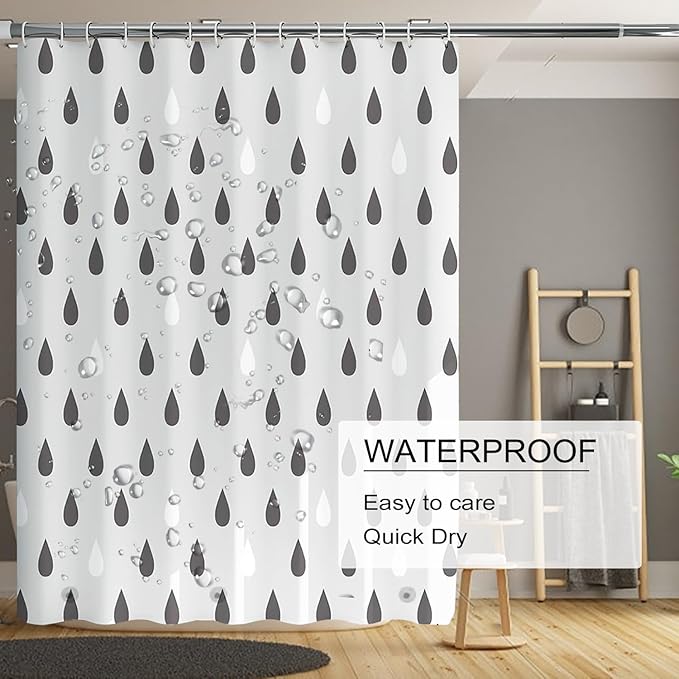 TIKABC Shower Curtain Liner, 4G PEVA Shower Liner, Plastic Waterproof Shower Curtains, 72x72 inch with Grommet Holes 3 Magnetic Weights