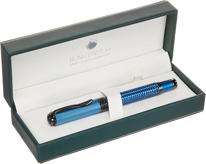 Monteverde Innova Formula M Fountain Pen, Blue - Stub Nib, Durable PVD Coating, Refillable, JoWo Stainless Steel Nib, Premium Gift Box