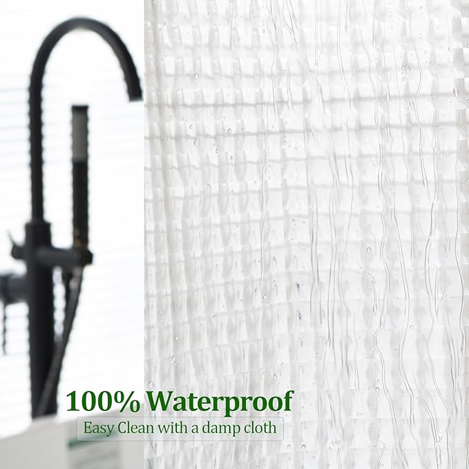 76 inch Long Shower Curtain Liner, EVA Heavy Duty Longer Bath Clear Shower Liner with 3 Strong Weighted Magnets, 100% Waterproof, Odorless, 72 x 76 inch