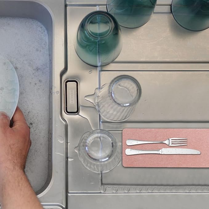 Water Absorbing Stone Tray for Sink - Anti-Slip Diatomaceous Earth Soap | Holder - Water Absorbing Stone, Absorbent Coasters, Sink Tray for Dish Soap Bottles Toothbrush Cup